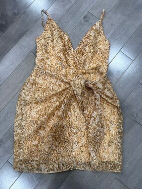 NWT ASOS Leopard Print Wrap Mini Dress, Chiffon V-Neck, Size 4